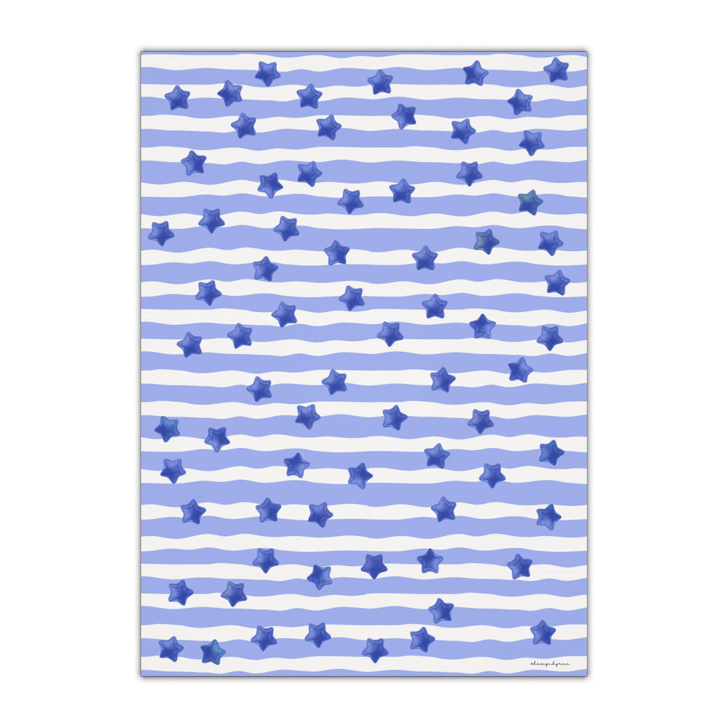 Periwinkle Stars & Waves Gift Wrapping Sheet – Illustrated Gift Wrap by Designbyree ✨