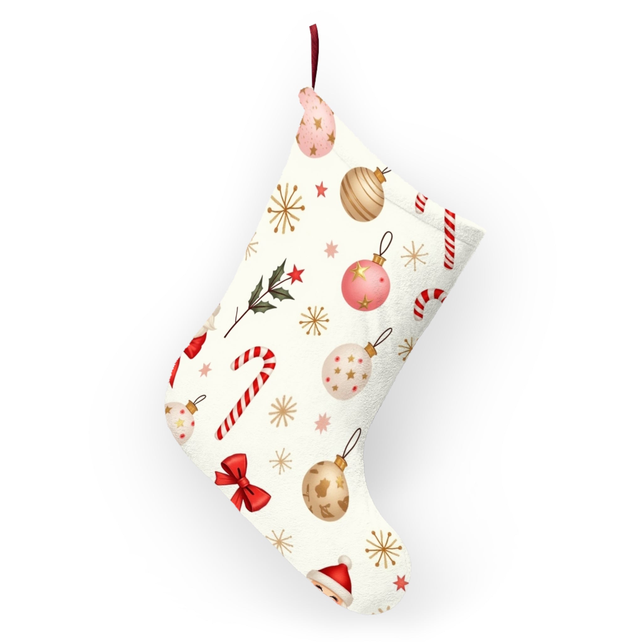 Illustrated Christmas Stocking – Soft Fabric Holiday Sock by DesignByRee 🎄🧦