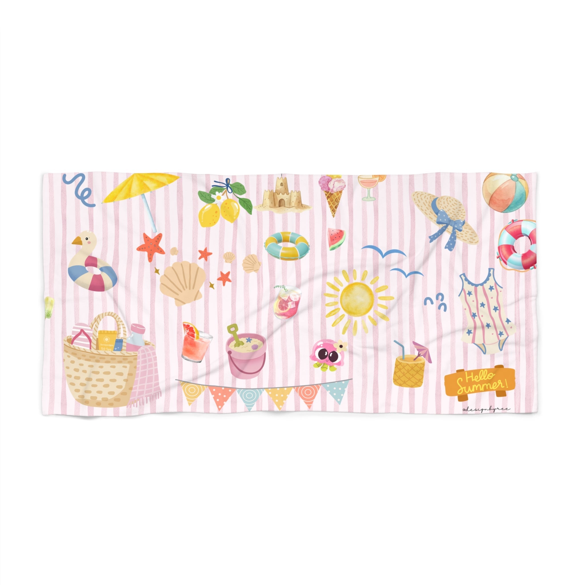 Custom printed microfiber beach towel by Designbyree – soft absorbent summer towel