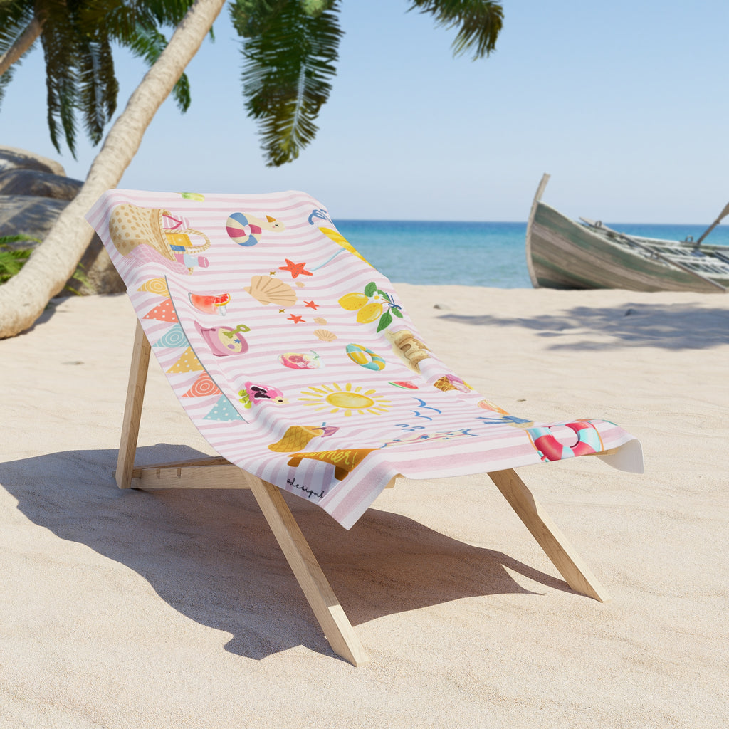 Designbyree beach towel back view – plush cotton loop backing soft heavyweight quality