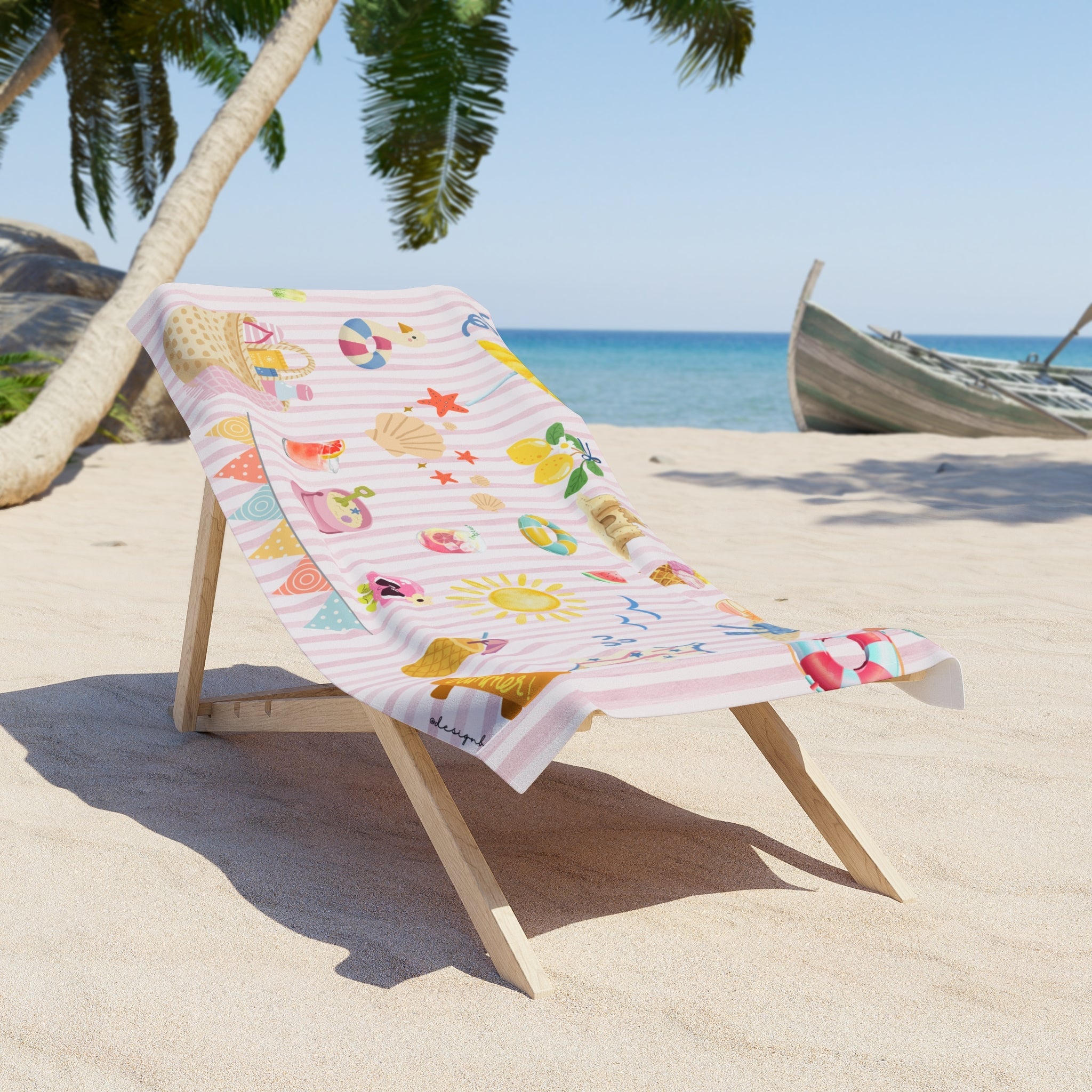 Designbyree beach towel back view – plush cotton loop backing heavyweight quality