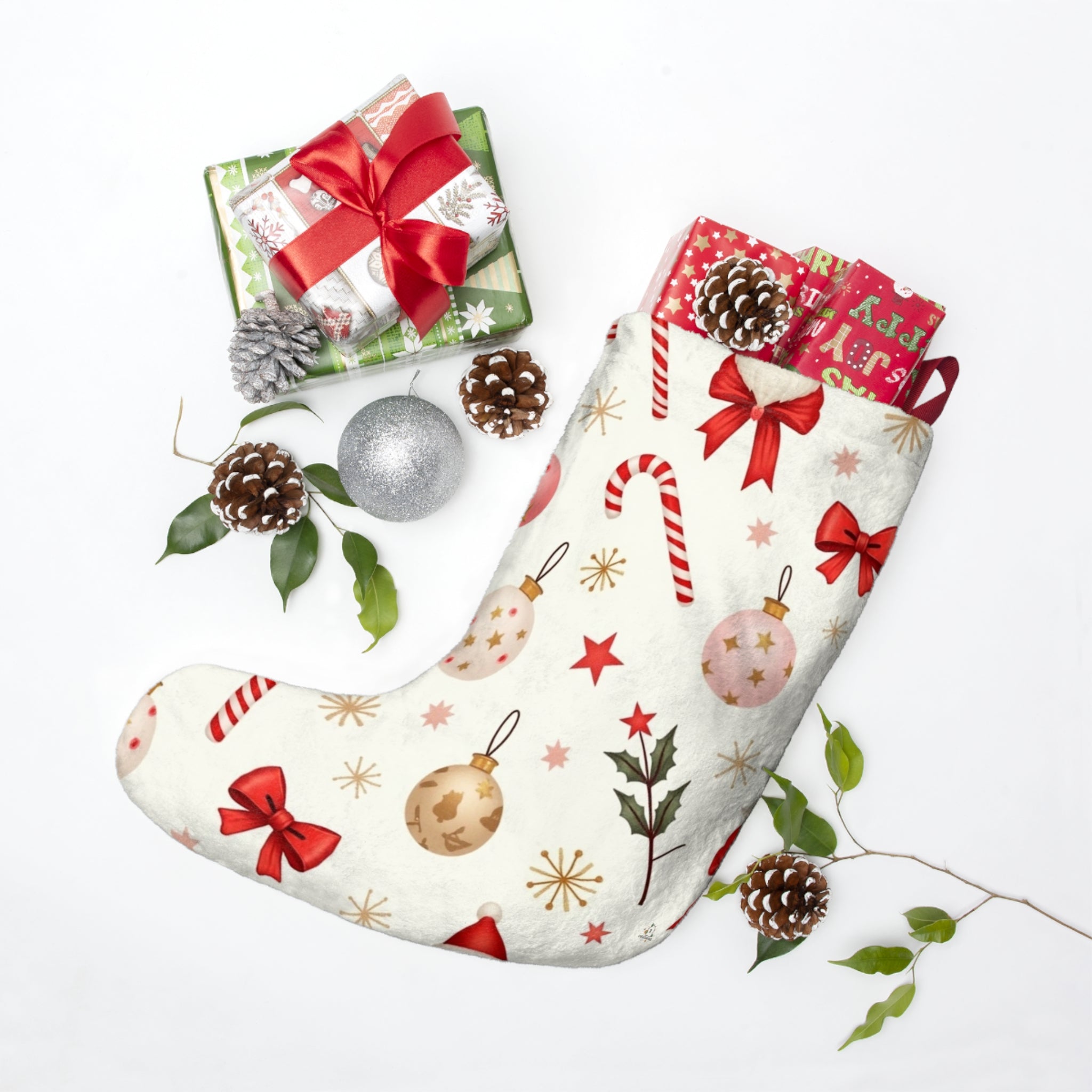 Illustrated Christmas Stocking – Soft Fabric Holiday Sock by DesignByRee 🎄🧦
